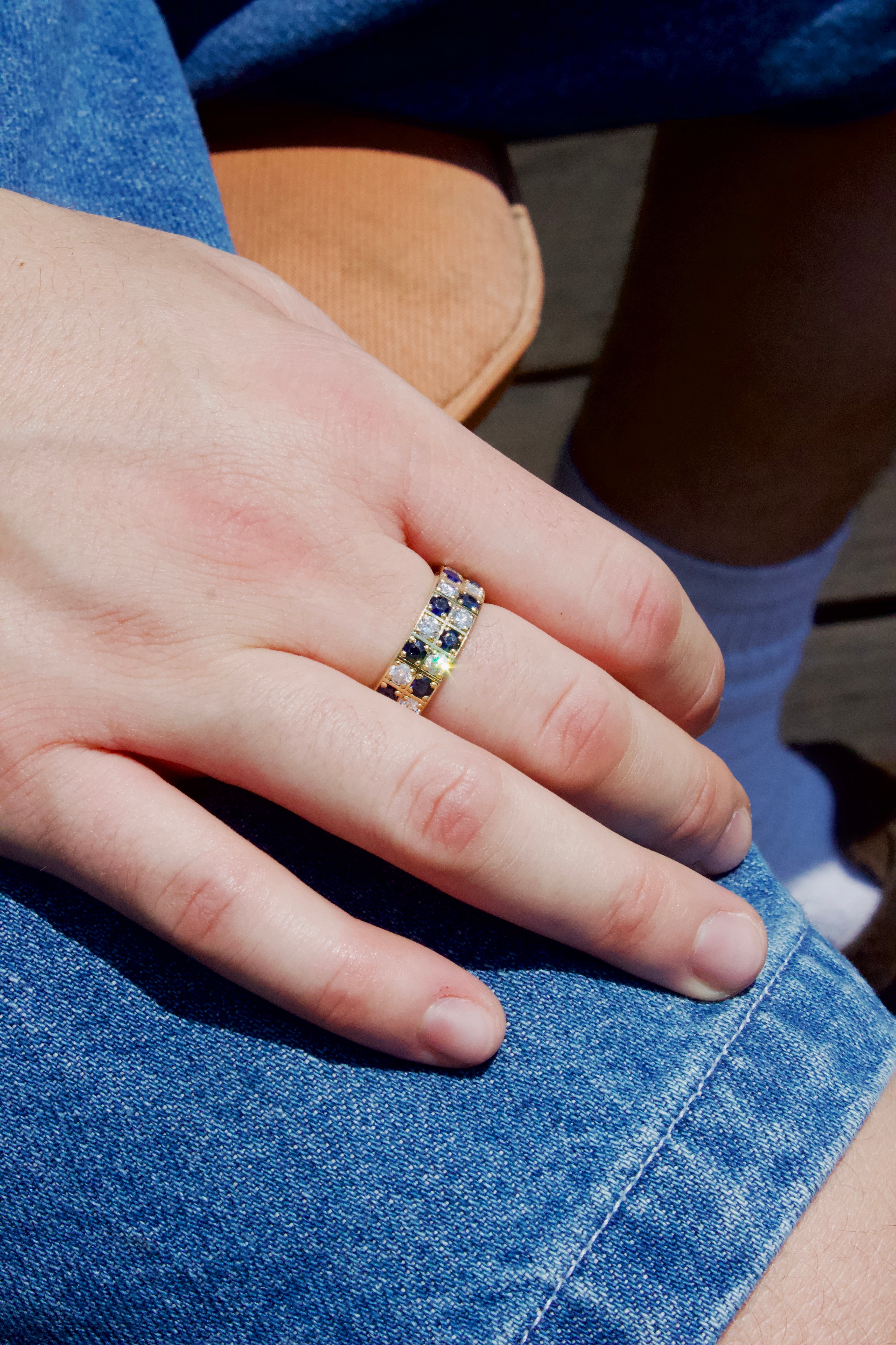 SAPPHIRE PRECIOUS CHECKER ETERNITY RING