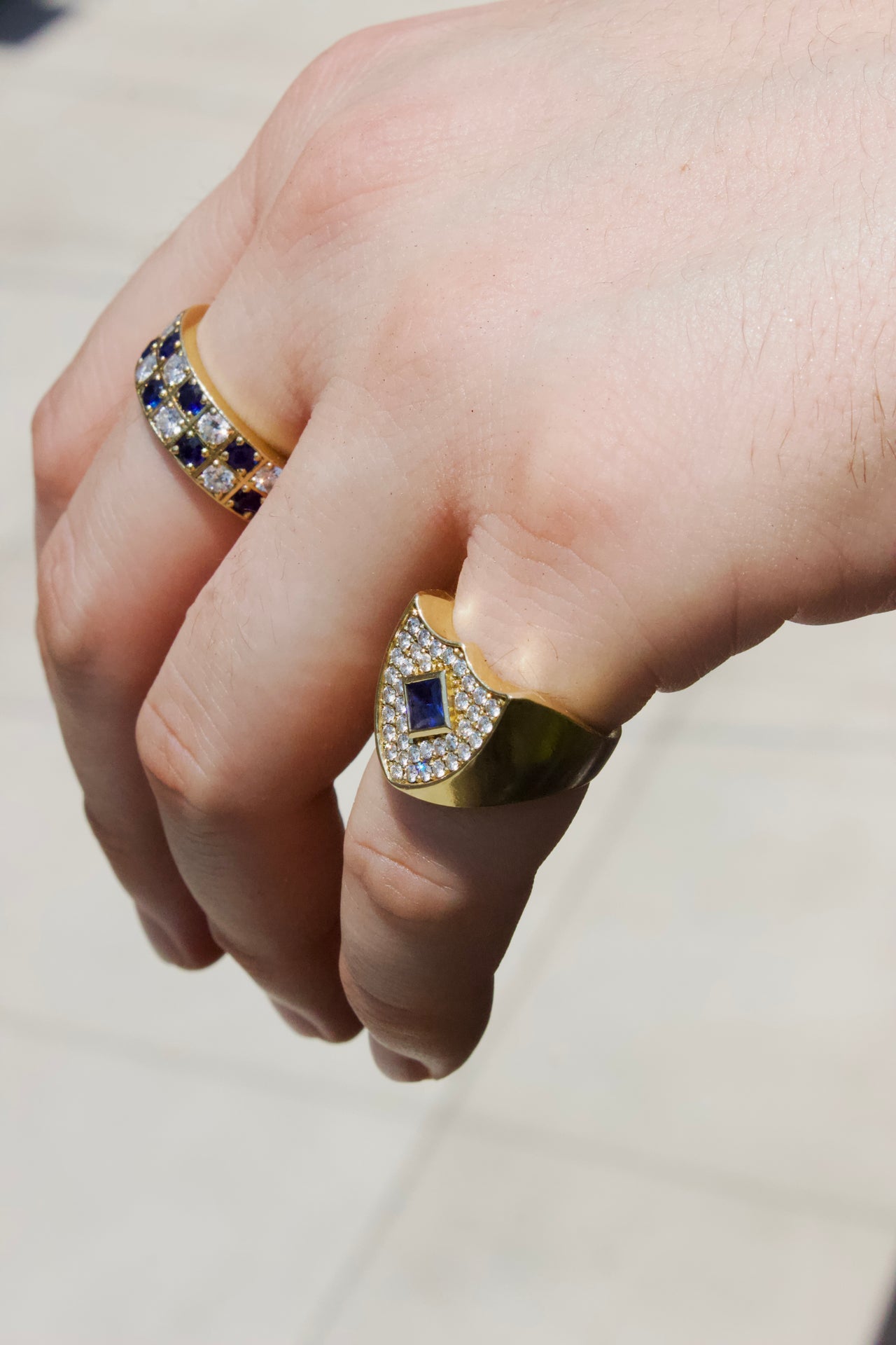 Sapphire Shield Ring